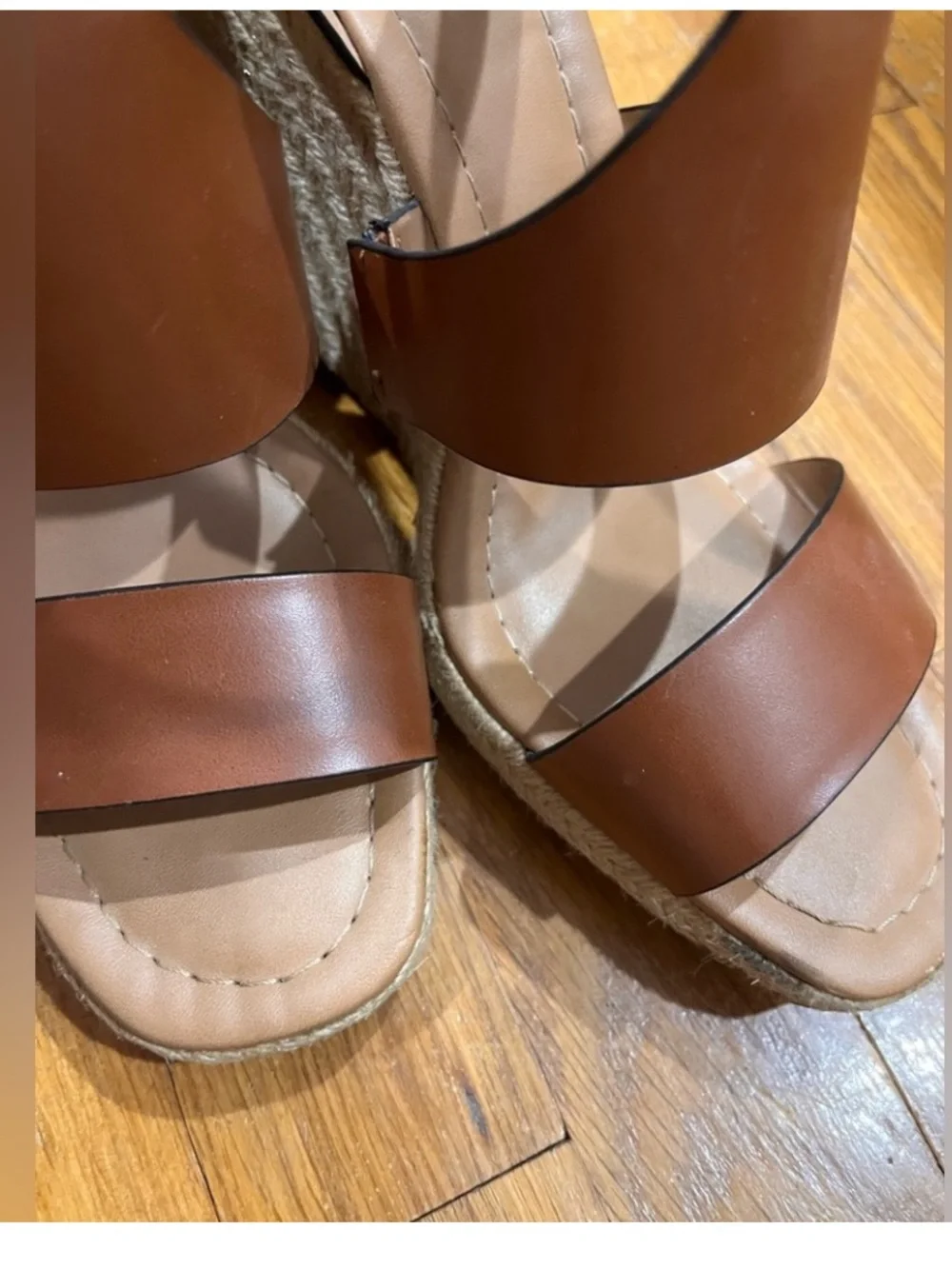 Zara Brown Wedge Espadrille Sandals